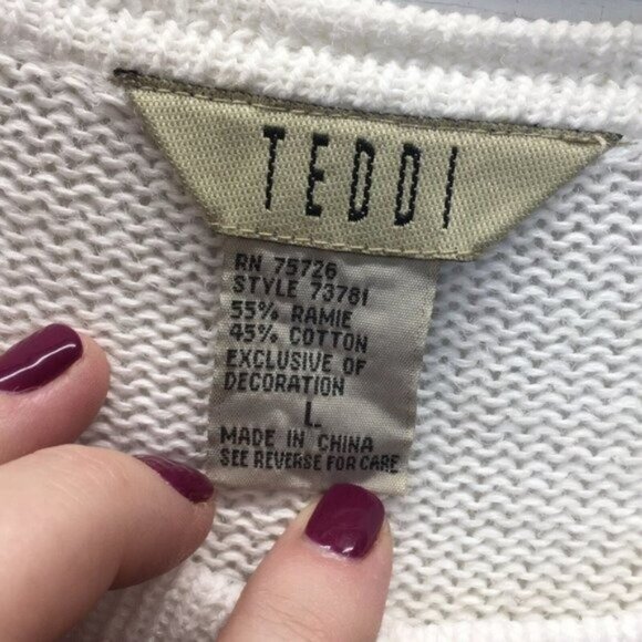 Vintage Teddi Cardigan Large Crochet Cottagecore Granny Grandma eclectic 80s - Picture 5 of 11